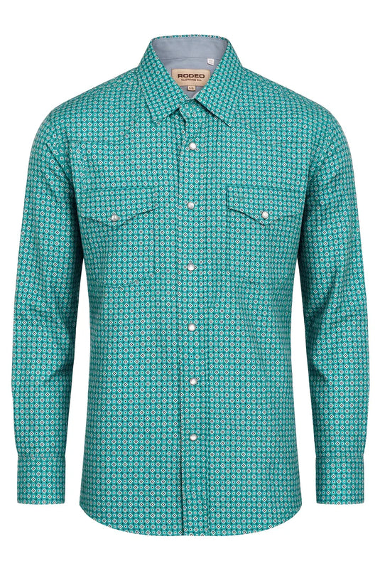 MPS110L-1159 - Rodeo Clothing Men's Western Pearl Snap Aztec Print Shirt