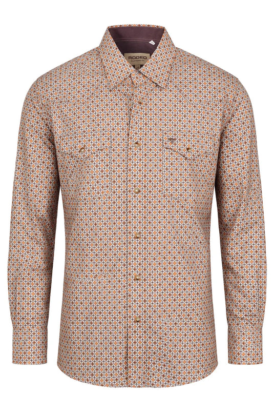 MPS110L-1160 - Rodeo Clothing Men's Western Pearl Snap Aztec Print Shirt