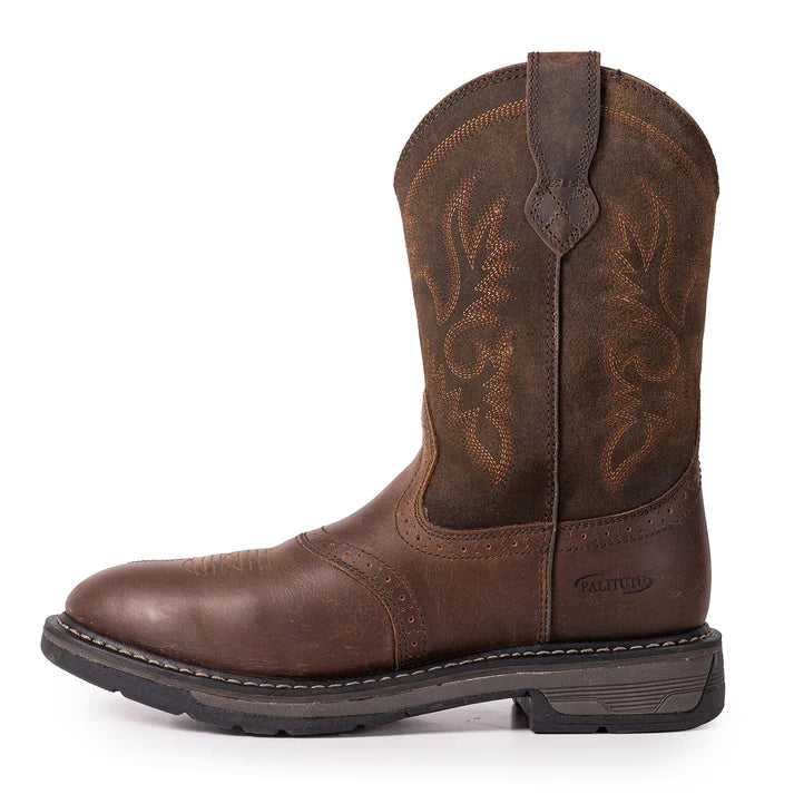Load image into Gallery viewer, PLT403606 - Palitutu Men's Brown Full Grain Leather Round Toe Cowboy Boots
