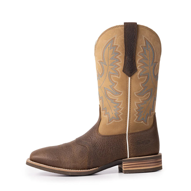 Load image into Gallery viewer, PLT103608 - Palitutu Men's Brown Embroidered Full-Grain Leather Square Toe Western Boots
