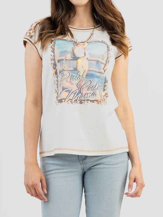 DL-T071WT - Delila Women's Mineral Wash “Cowgirl” Graphic Short Sleeve Tee