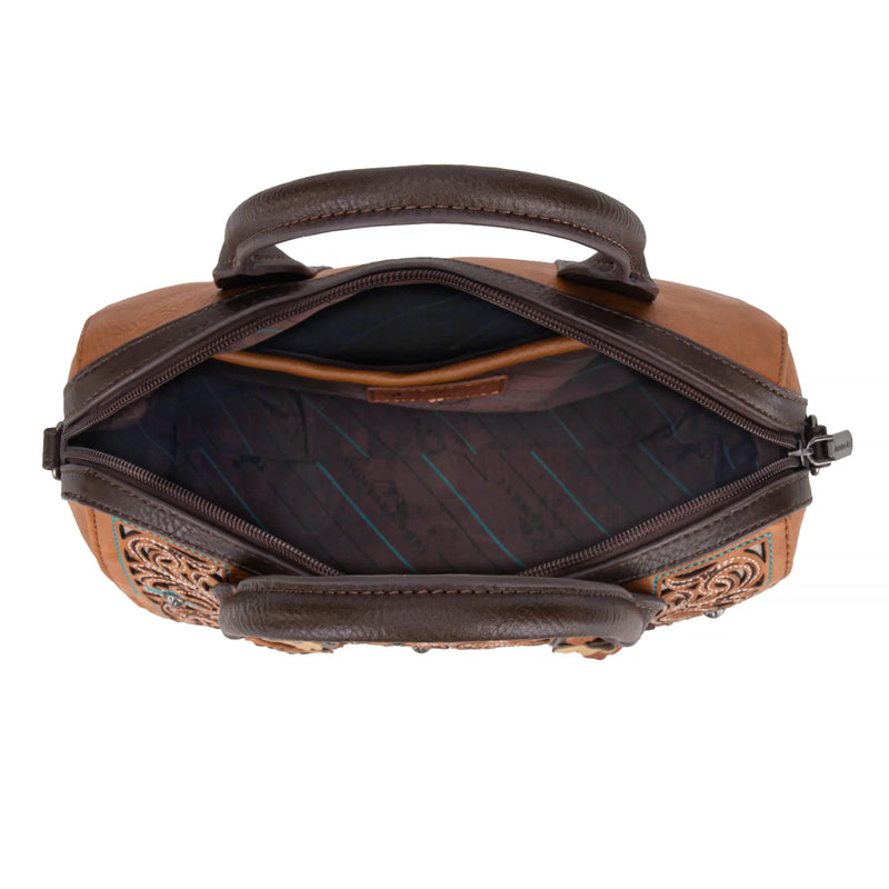 Load image into Gallery viewer, MW1313-9800BR - Montana West Embroidered Barrel Satchel Bag/Crossbody
