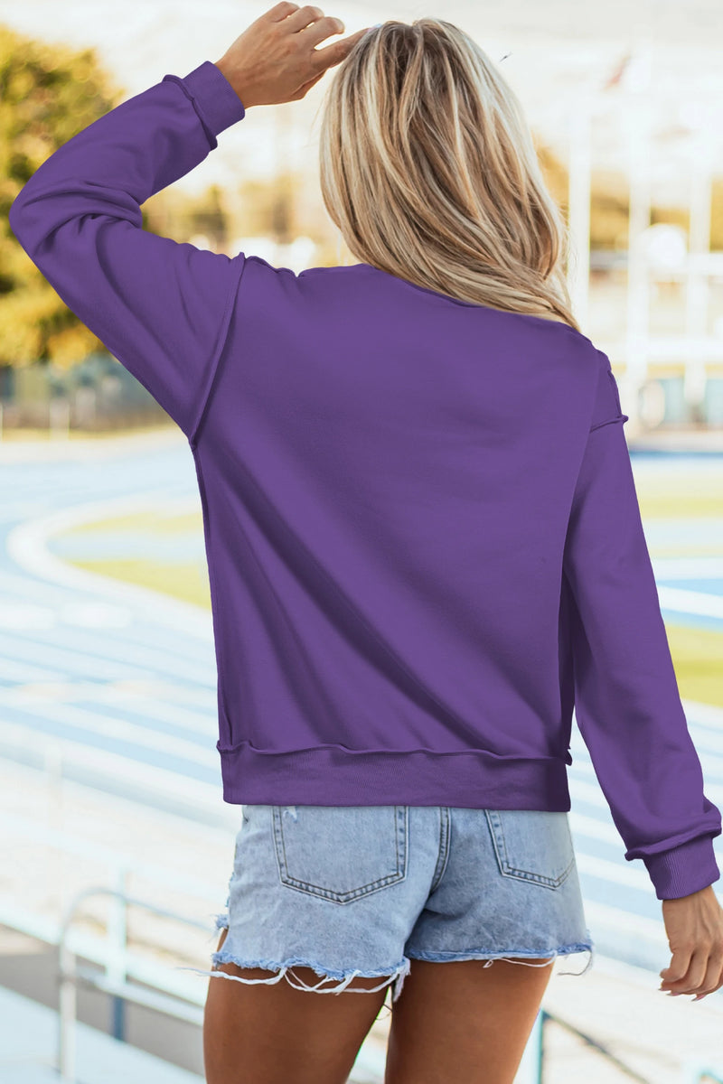 Load image into Gallery viewer, DLLS1132 - Ladies Tillandsia Purple Oversize Reversible Mock Neck Sweatshirt
