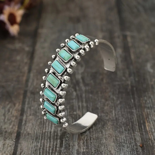 TMBC31 - 8 Stone Turquoise Bangle Bracelet