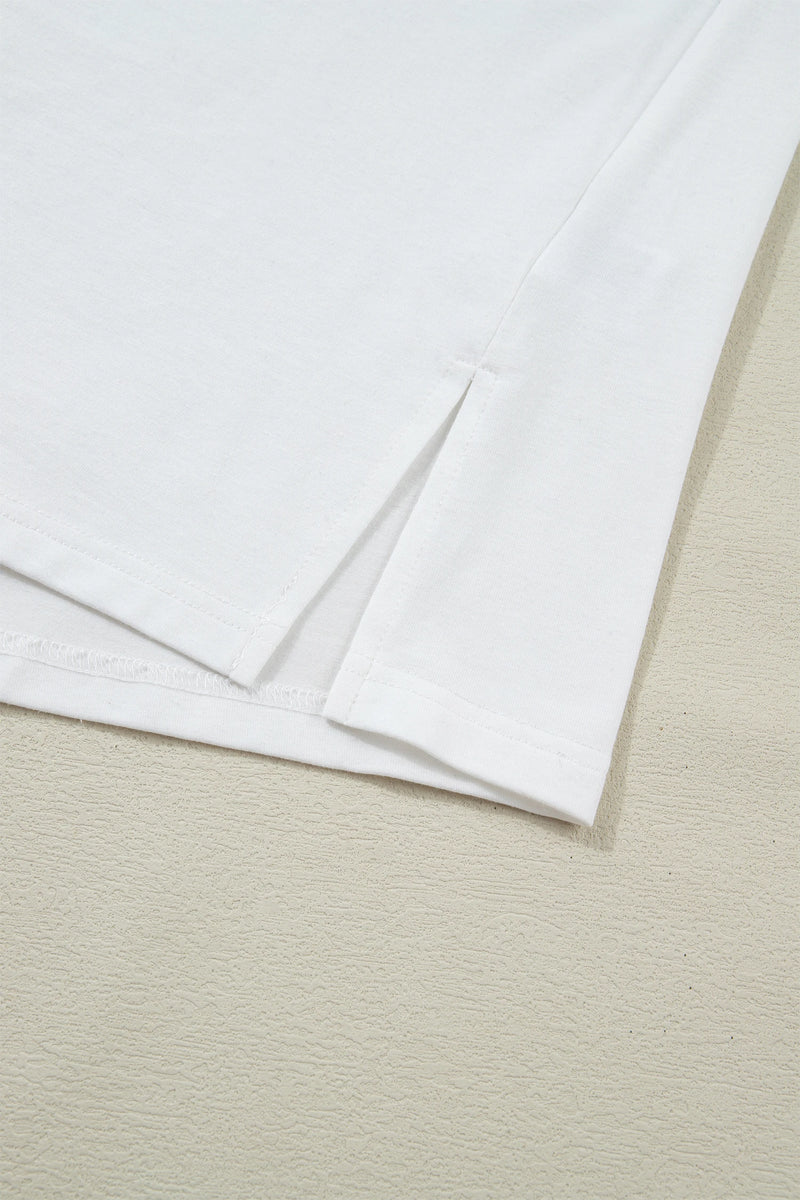 Load image into Gallery viewer, DLLS475 - Ladies White Striped Color Block Patchwork Half Sleeve T Shirt
