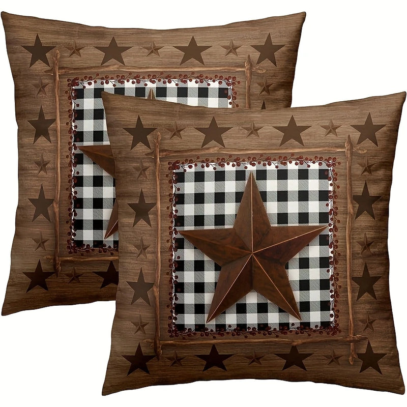Load image into Gallery viewer, TMPL26 - 2 Piece Set 18&quot; x 18&quot; Rustic Star Throw Pillows
