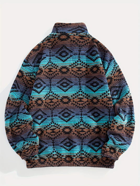 TMSWST16 - Aztec Print 1/4 Zip Sweatshirt