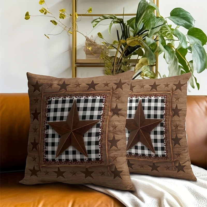 Load image into Gallery viewer, TMPL26 - 2 Piece Set 18&quot; x 18&quot; Rustic Star Throw Pillows
