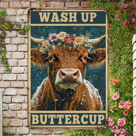 TMSG21 - Wash Up Buttercup Metal Sign
