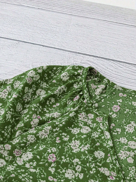 TMTSHT105 - Ladies Floral Print V Neck Shirt