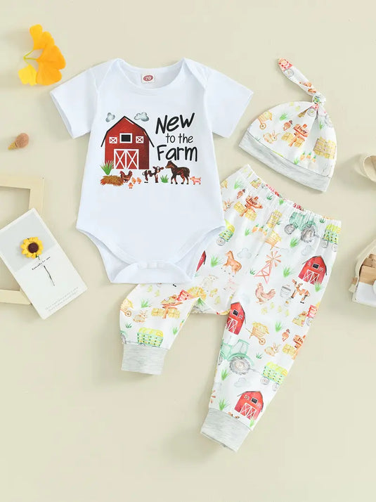 TMCHD54 - New To The Farm 3 Piece Romper Set