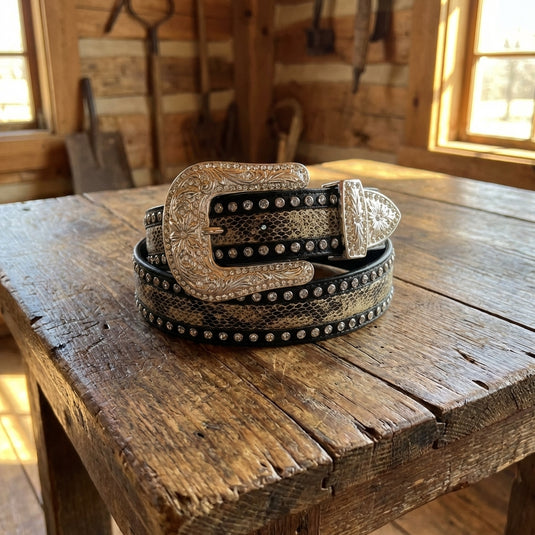 A500 - Women's Blk PF w/Cry & Snake Inlay