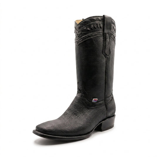 1261 - RockinLeather Men's Black Bull Shoulder Western Boot