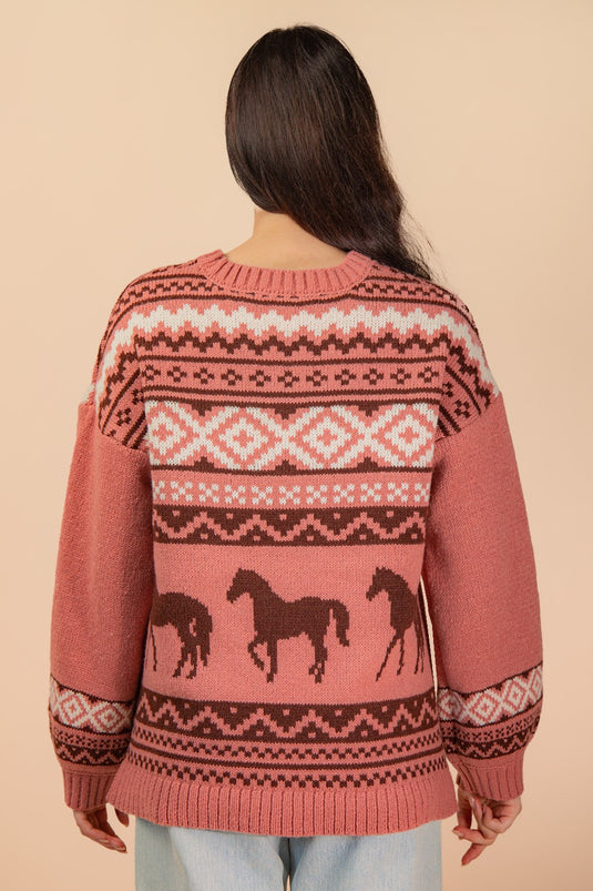 Very 15 -  Ladies Western Graphic Oversized Knit Sweater Top