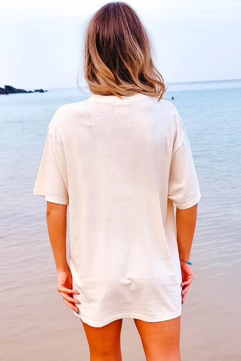 Load image into Gallery viewer, DLLS600 - Ladies White LIFE IS BETTER AT THE LAKE Graphic Tunic T Shirt
