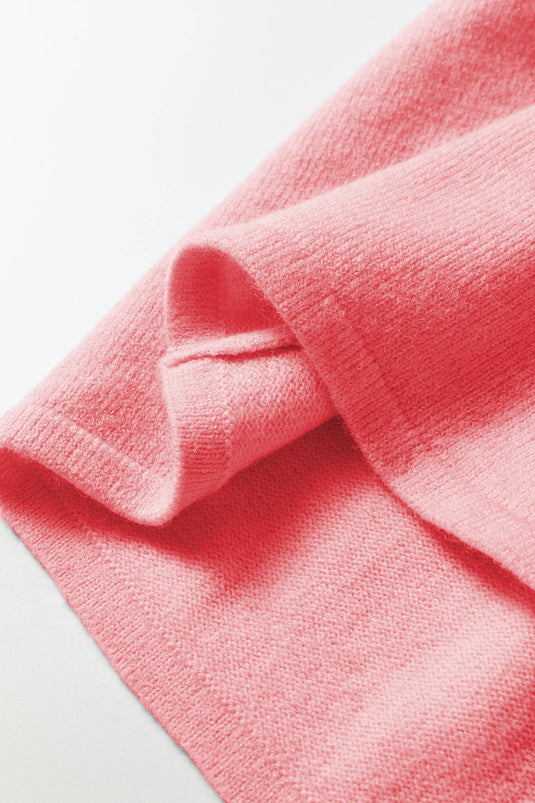 DLLS437 - Ladies Peach Blossom 3/4 Sleeve Boxy Knit Button Down Sweater Cardigan