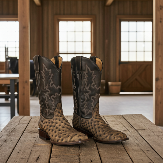 CP5003 - Cowboy Prayer Men's Ostrich Print Western Boot