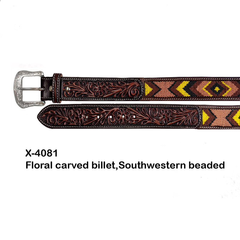 Load image into Gallery viewer, XB-4081 - Twisted X Beaded Leather Belt
