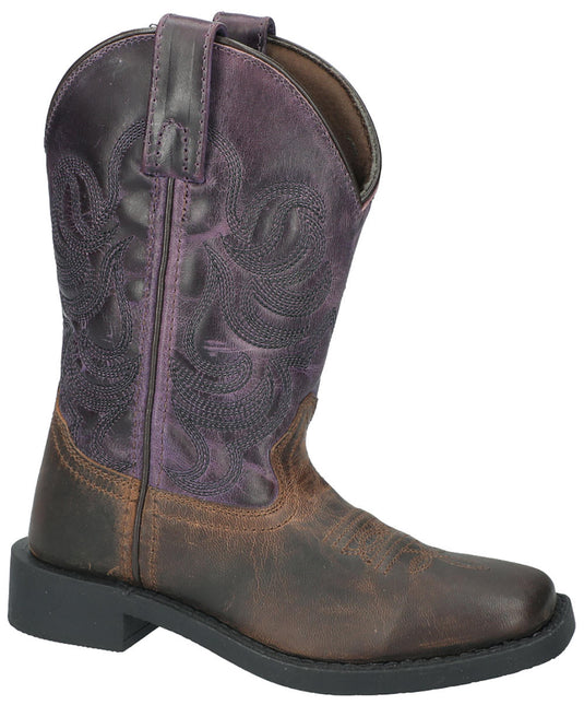 3222 - Smoky Mountain Kid's Tucson Brown Oil Distress/Dark Purple Leather Western Boot