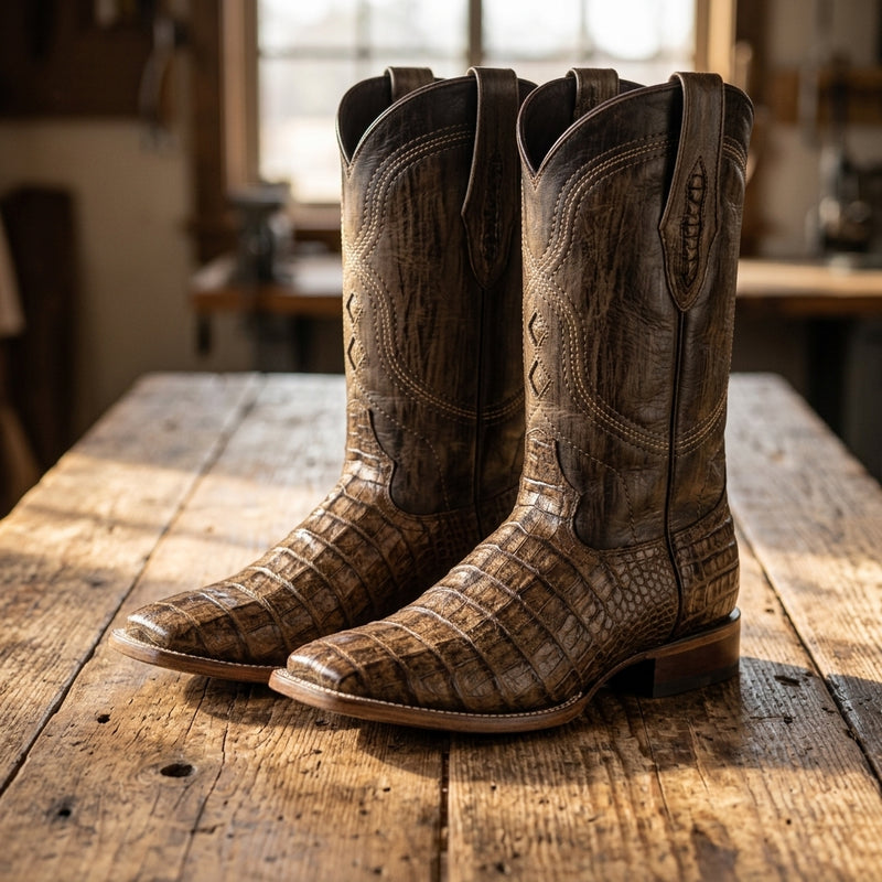 Load image into Gallery viewer, 8009 - RockinLeather Men's West Caiman Square Toe Western Boot
