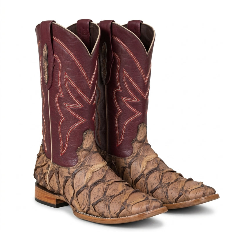 Load image into Gallery viewer, 8020 - RockinLeather Men's Genuine Pirarucu Square Toe Western Boot
