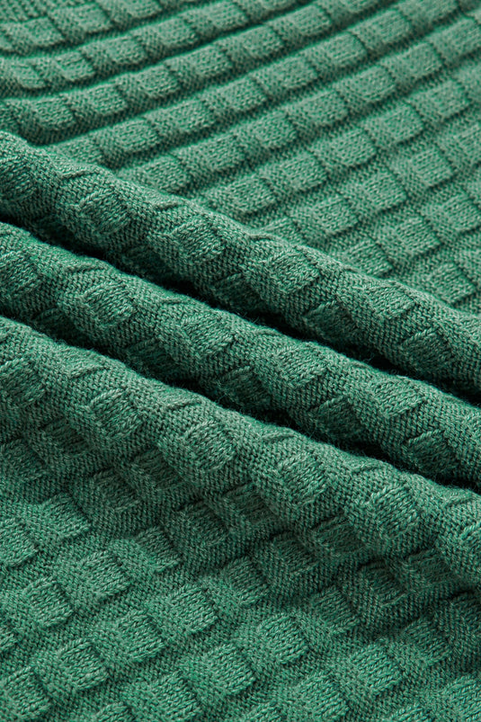 DLLS511 - Ladies Mist Green Solid Color Round Neck Textured Short Sleeve Sweater