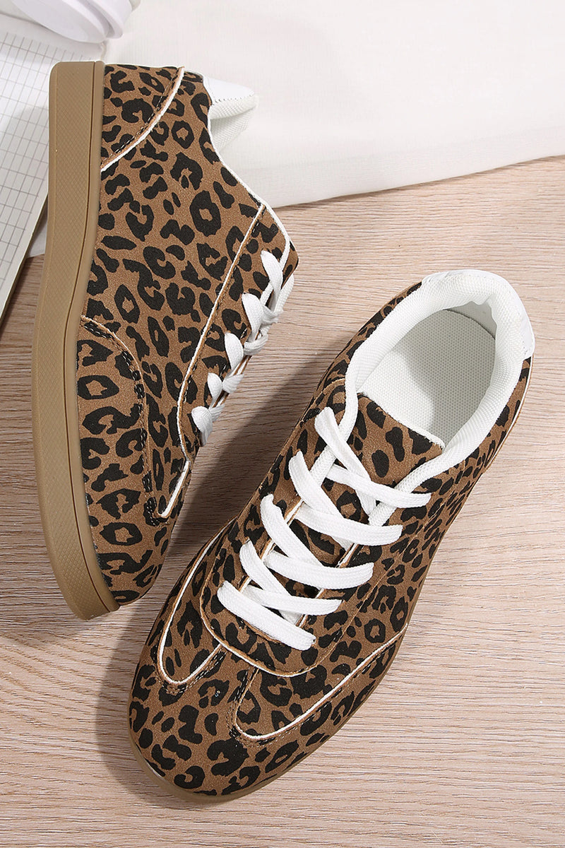 Load image into Gallery viewer, DLLSHOE 13 - Coffee Shiny Leopard Print Training Shoes
