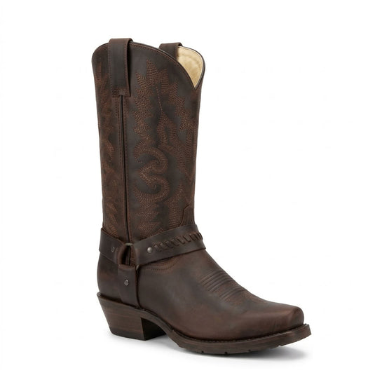 1264 - RockinLeather Men's Chocolate Leather Harness Boot
