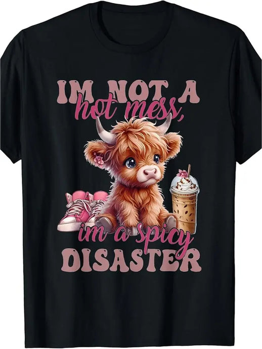 TMTSHT132 - Ladies Spicy Disaster Highland Cow T Shirt