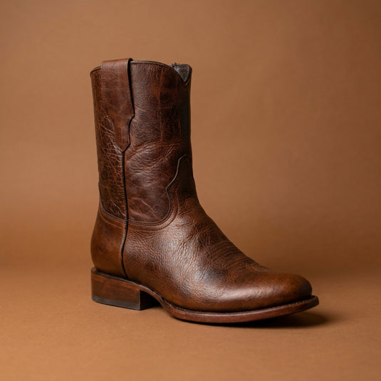 8032 - RockinLeather Men's Brown Zip Up Cowhide Western Boots