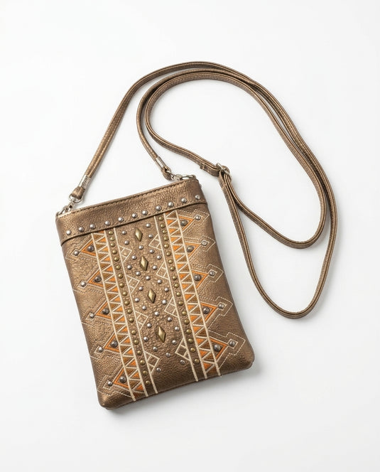 Rainbow Purse 8 - Brown with Orange Stitching