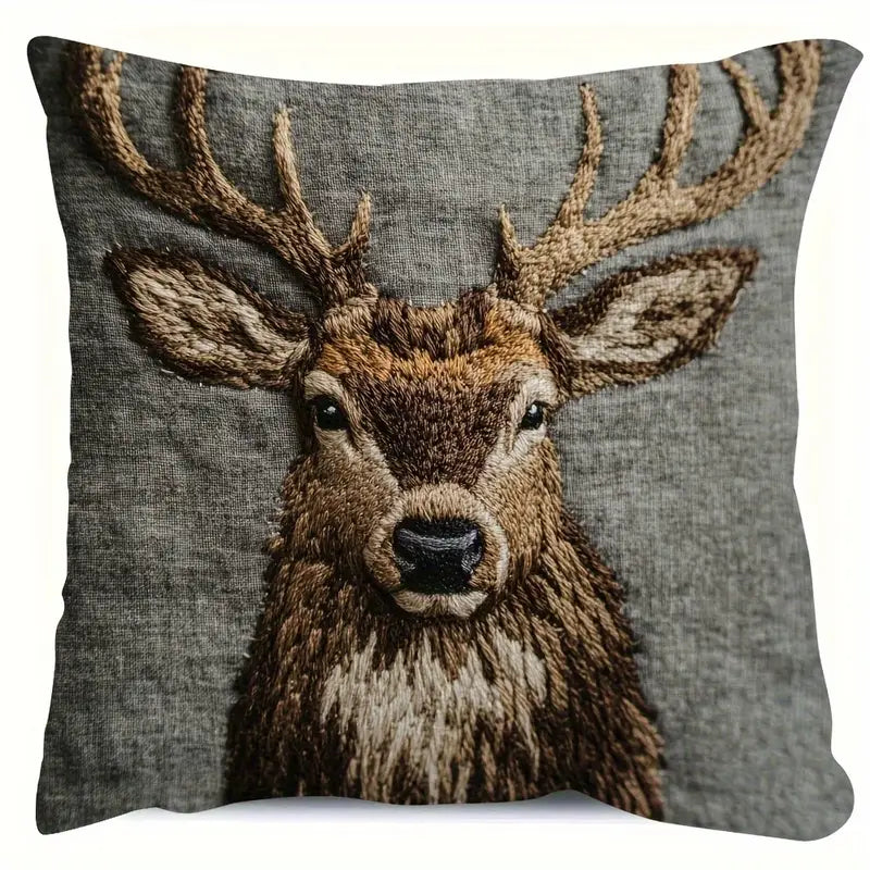 Load image into Gallery viewer, TMPL138 - 1 Piece - 18&quot; x 18&quot; Vintage Deer Head Throw Pillow
