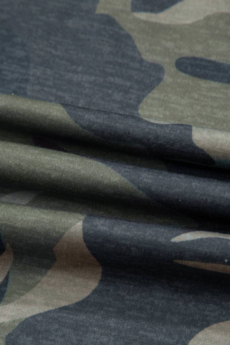 Load image into Gallery viewer, DLLS633 - Ladies Green Camouflage Print Slim Tank Drawstring Pant Set
