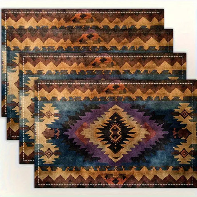 TMPLMT11 - Set of 4 Southwest Aztec Print Placemats