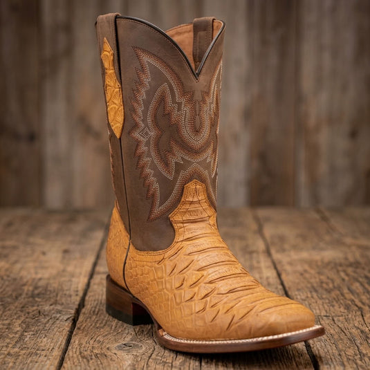 CP1708 - Cowboy Prayer Hand Crafted Tan Python Print Cowboy Boots