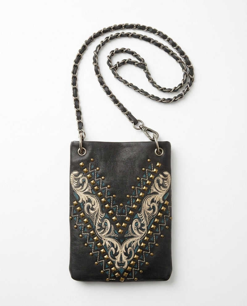 Load image into Gallery viewer, Rainbow Purse 14 - Black with Floral Design
