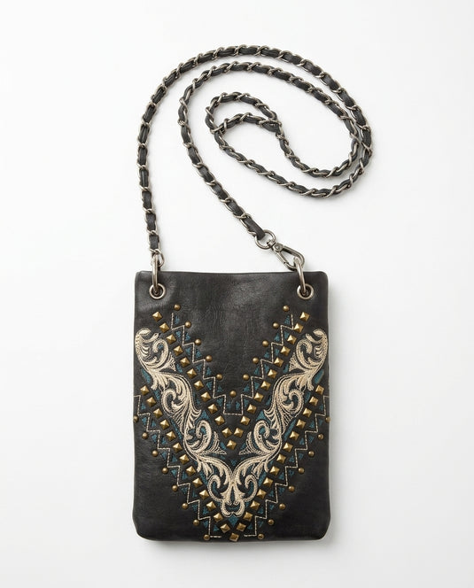 Rainbow Purse 14 - Black with Floral Design