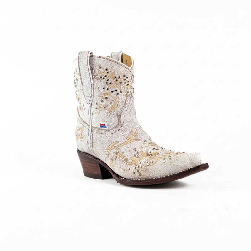 Load image into Gallery viewer, 2210 - RockinLeather Women's Distressed White Cowhide Shortie Western Boot

