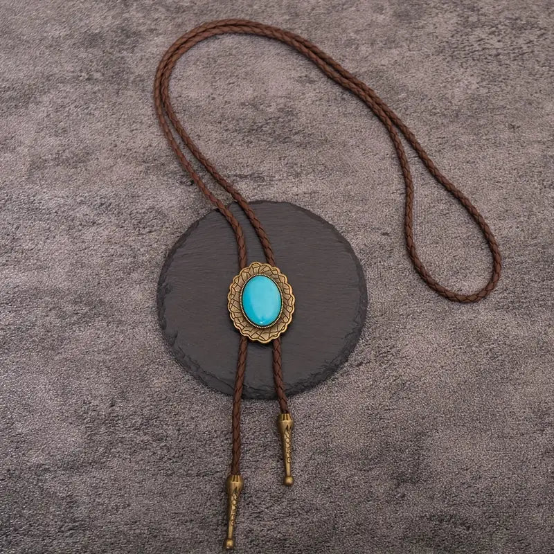 Load image into Gallery viewer, TMBLO11 - Turquoise Brown Bolo Tie
