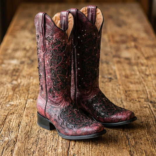 2817 - RockinLeather Women's Magenta Crater Square Toe Western Boot