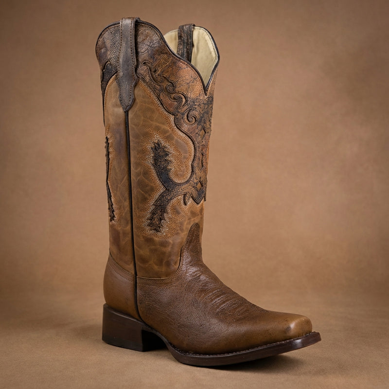 Load image into Gallery viewer, 2808 - RockinLeather Women's Gaucho Orix Leather with Crater Overlay Western Boot
