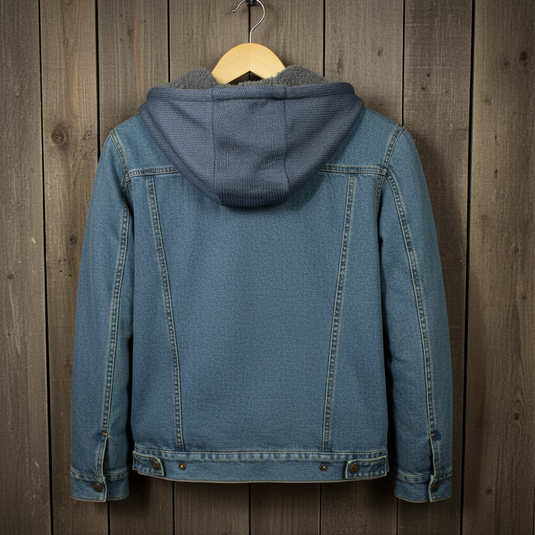 HJ097DE - Hooey Denim Hooded Jacket Dark Navy Fleece Lining