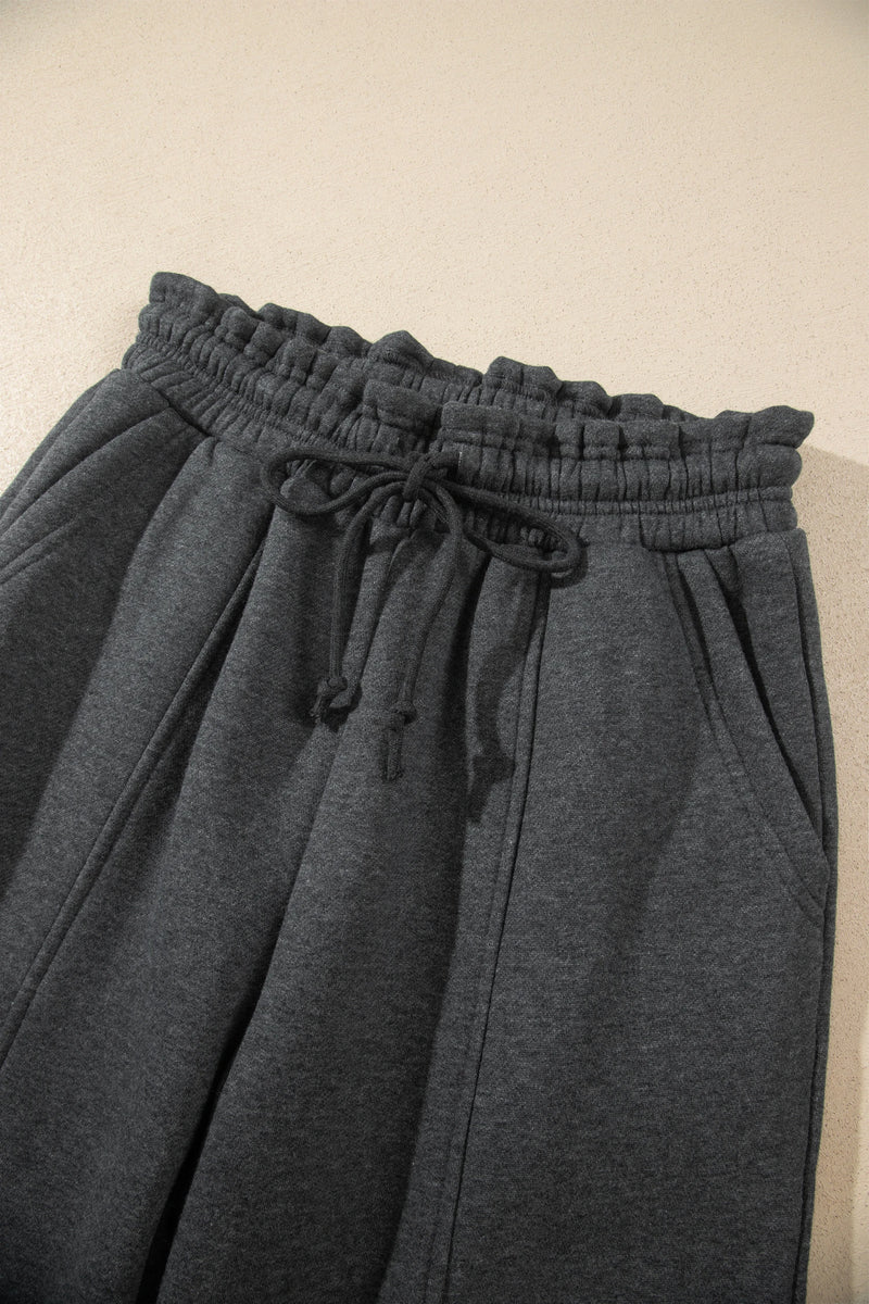 Load image into Gallery viewer, DLLS1084 - Ladies Carbon Grey Solid Colorblock Jogger Pants Set

