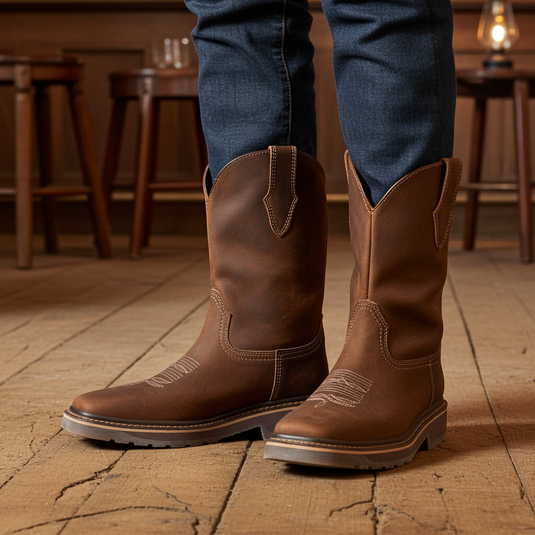 9003 - RockinLeather Men's Crazy Horse Square Toe Work Boot