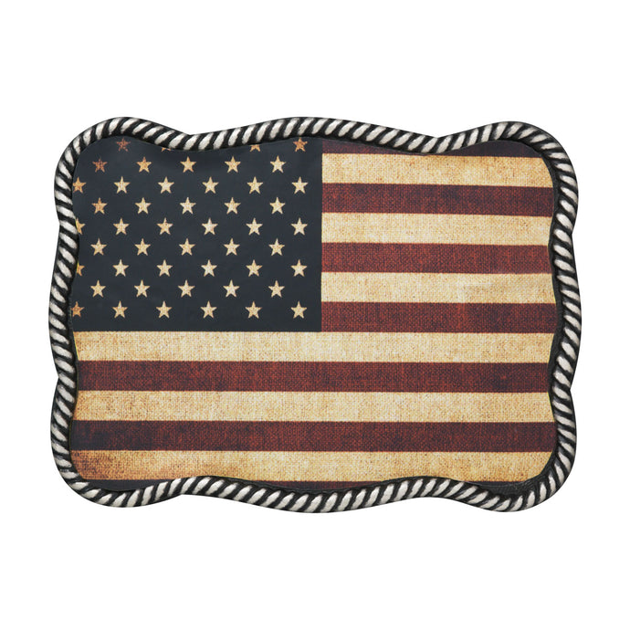 37040 - Nocona Rectangle USA Flag Design Buckle