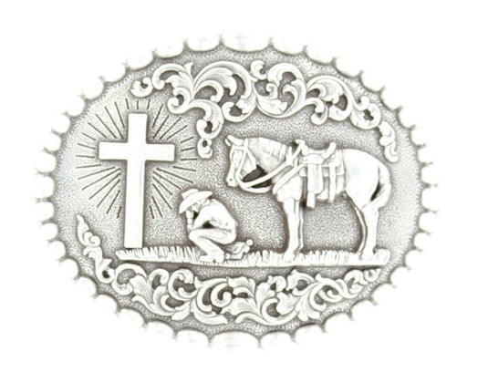 37374 - Nocona Oval Cowboy Prayer Buckle