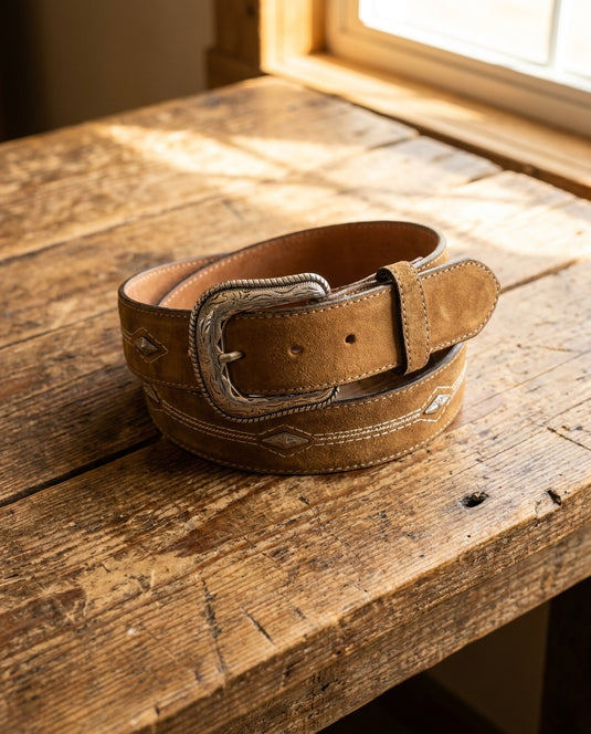 B21 - RockinLeather Brown Belt with Diamond Shape Conchos