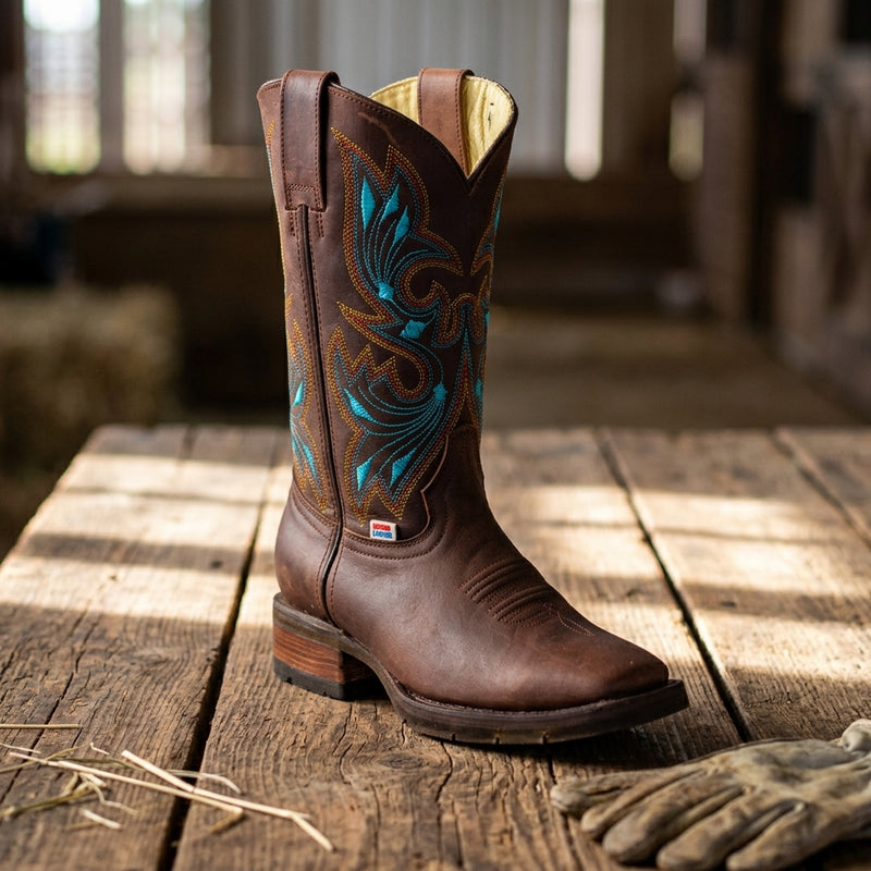 Load image into Gallery viewer, 2150 - RockinLeather Women's Dark Brown Western Boot With Square Toe

