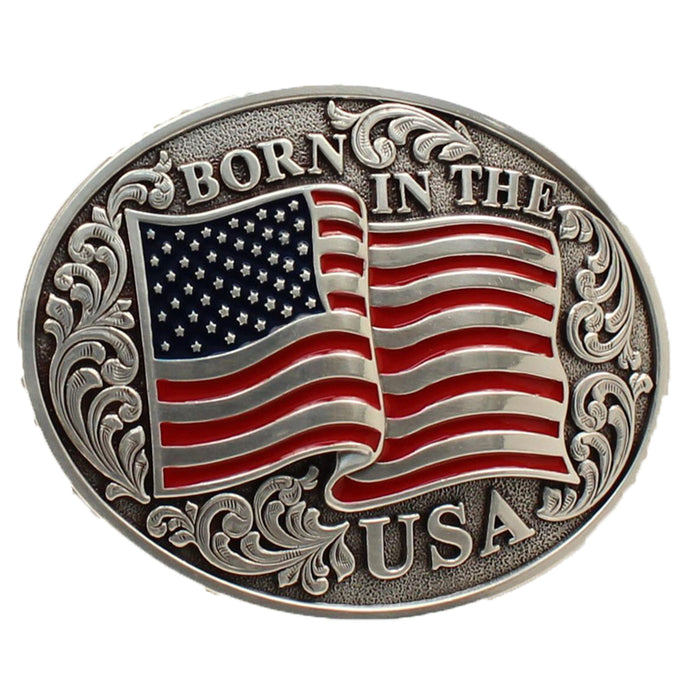 37594 - Nocona Oval Smooth Edge Flag Born In USA