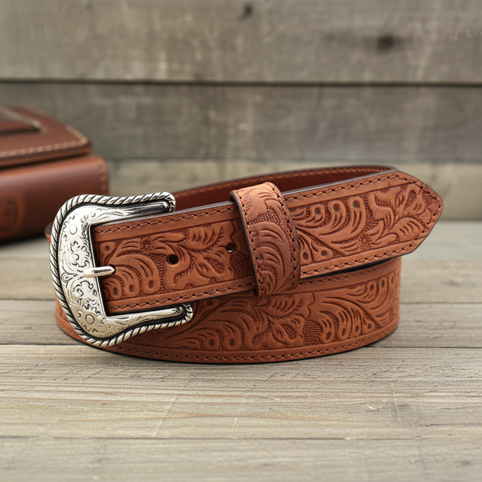 CP1005 - Cowboy Prayer Brown Cowhide Leather Belt